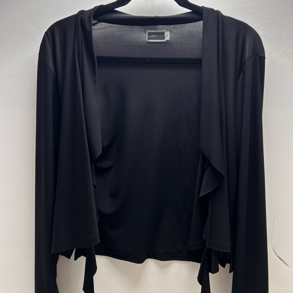 Elegant Black Drape Front Blouse